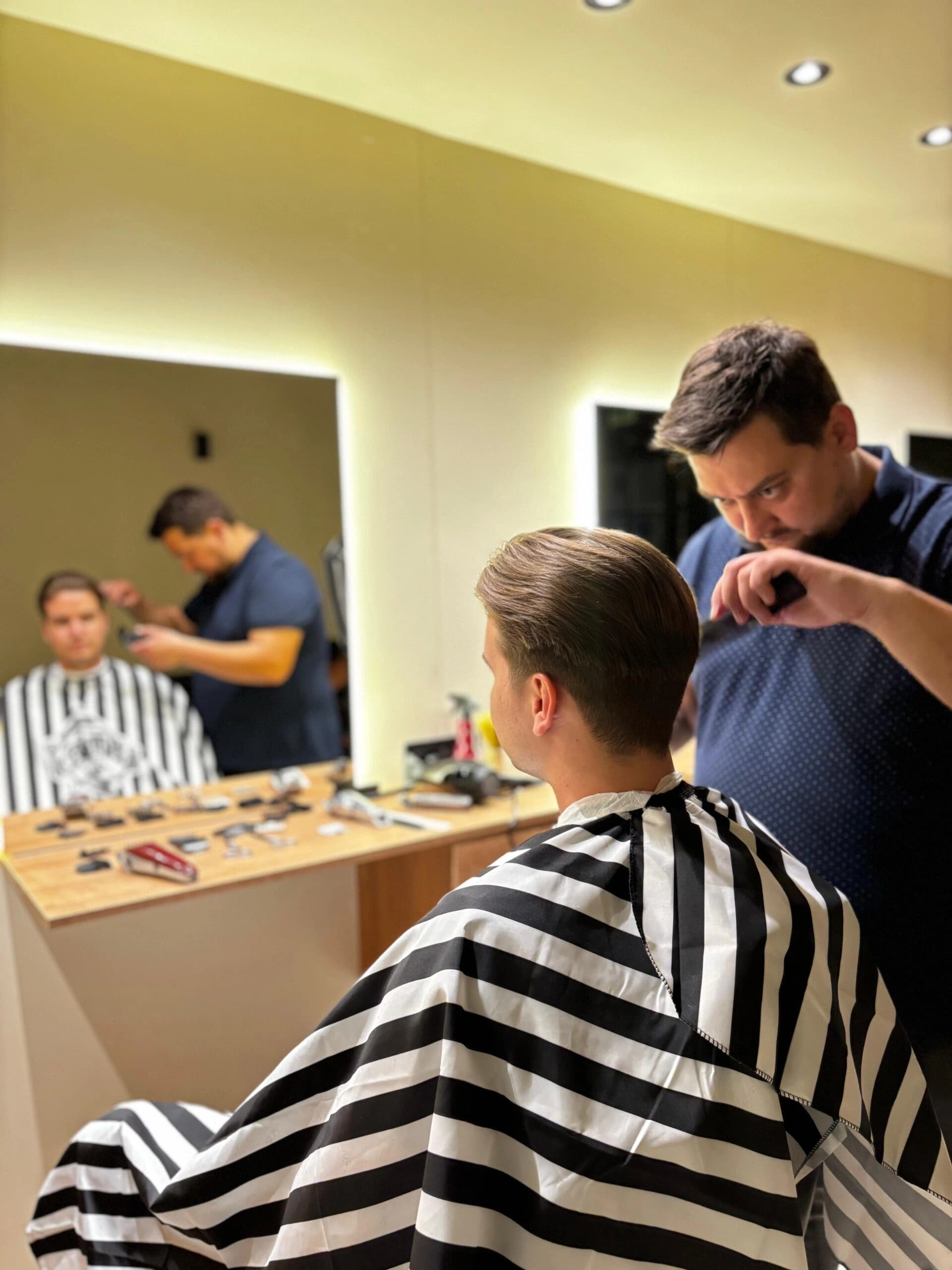Barber giving a haircut